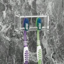 Soporte para cepillo de dientes montado en la pared con tapa para el baño, organizador de almacenamiento de cepillo de dientes para la ducha, colgador de cepillo de dientes autoadhesivo con dispensador de pasta de dientes automático - transparente - Ver 10