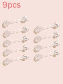 5/8/9/12/14PCS Baby Lock Multi-Function Dual Open Lock Child Lock Cabinet Refrigerator Lock Window Lock, Fridge Door Lock, Freezer Lock, Invisible Cupboard Lock Childproof Infant Anti-Clamp Child Lock - Clear - View 15