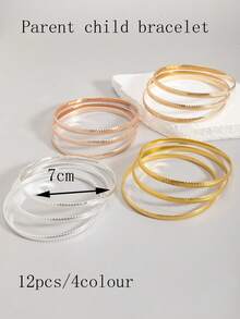 3 أساور معدنية فاخرة بنمط سهم بسيط للارتداء المتراكب