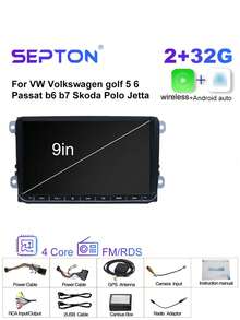 SEPTON 1pc SPETON 2Din Car Radio Android For VW Golf Touran Polo Tiguan Jetta Passat B5 B7 B6 CC Skoda Jetta Universal Multimedia Carplay 5GWifi6 GPS Navigation Car Setero - Apricot - View 14