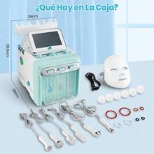 Máquina Facial de Oxígeno de Hidrógeno, 7 En 1 Profesional Diamante Microdermabrasión Máquina Peeling Agua Hydro Dermoabrasión RF Depurador Máquina para Spa, Hogar, Salón . - Verde - Ver 7