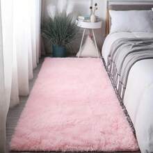 1pc Luxury Pale Pink Fluffy Rug - Soft Plush Polyester Mat, Soft & Comfortable, Machine Washable, Suitable For Bedroom And Living Room, Elegant Bedroom CarpetChristmas Decor Kitchen Rug - Pink - View 1