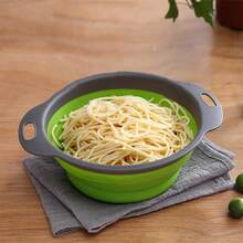 Coladores y filtros de alimentos, juego de filtros de agua plegables, perfectos para escurrir pasta, verduras y frutas en la cocina y durante los viajes, artículos de cocina para una máxima eficiencia en la cocina con estilos acogedores de otoño e invierno - Verde - Ver 11