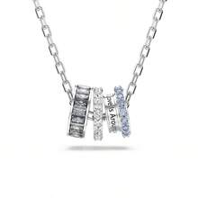 SWAROVSKI CONNEXUS 浪漫情侶同心圓項鍊鎖骨鍊男女同款 女友禮物送女友送老師送愛人送孩子送媽媽生日禮物聖誕禮物 - 銀色 - 查看 1