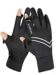 1 Pair Winter Outdoor Cycling Two-Finger Flip-Top Gloves - Black - View 10