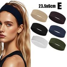 6pcs Women's Multi-Color Solid Color Sports Sweat-Absorption Headband, Running Fitness Hair Band For Protecting Forehead Casual Yoga Headband Pack Set For Women Men In Black White Grey Brown Sport Headband Pack For Women Men Athletic Hairband In Black White Grey Brown Navy Blue
