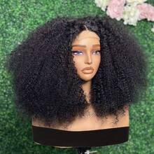 柔软预拔自然黑色 18 英寸无胶 180 密度非洲卷发 13x4 深蕾丝前部假发 合成材质 适合日常 - 彩色 - 查看 3