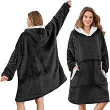 Oversized Wearable Hoodie Blanket, Soft Fuzzy Microfiber & Sherpa Wearable Blanket Sweater With Giant