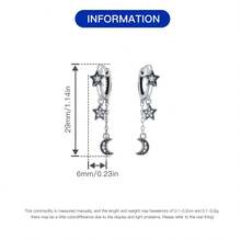 Orstarry 1 Pair Of S925 Hypoallergenic Sterling Silver Hoop Earrings Star, Moon And Sun Motif Earrings Minimalist, Elegant And Graceful Style Ladies' Gift, Birthday Commemorative Item, Valentine's Day Present