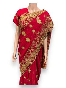 Traditional Designer Saree With Ready Blouse, Elegant  Cultural Wear, 014 - Multicolor - View 5