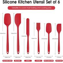 6-Piece Red/Black Seamless Silicone Spatula Set - Heat-Resistant And Flexible Silicone Spatulas For Kitchen Cooking, Baking, Stirring Yogurt And Spreading Butter - Non-Stick And Easy To Clean, Premium Tableware, Easy To Use In Dishwashers, High-Quality Baking Set, Thanksgiving Gift, Halloween Gift, Christmas Gift - 紅色 - 查看 2
