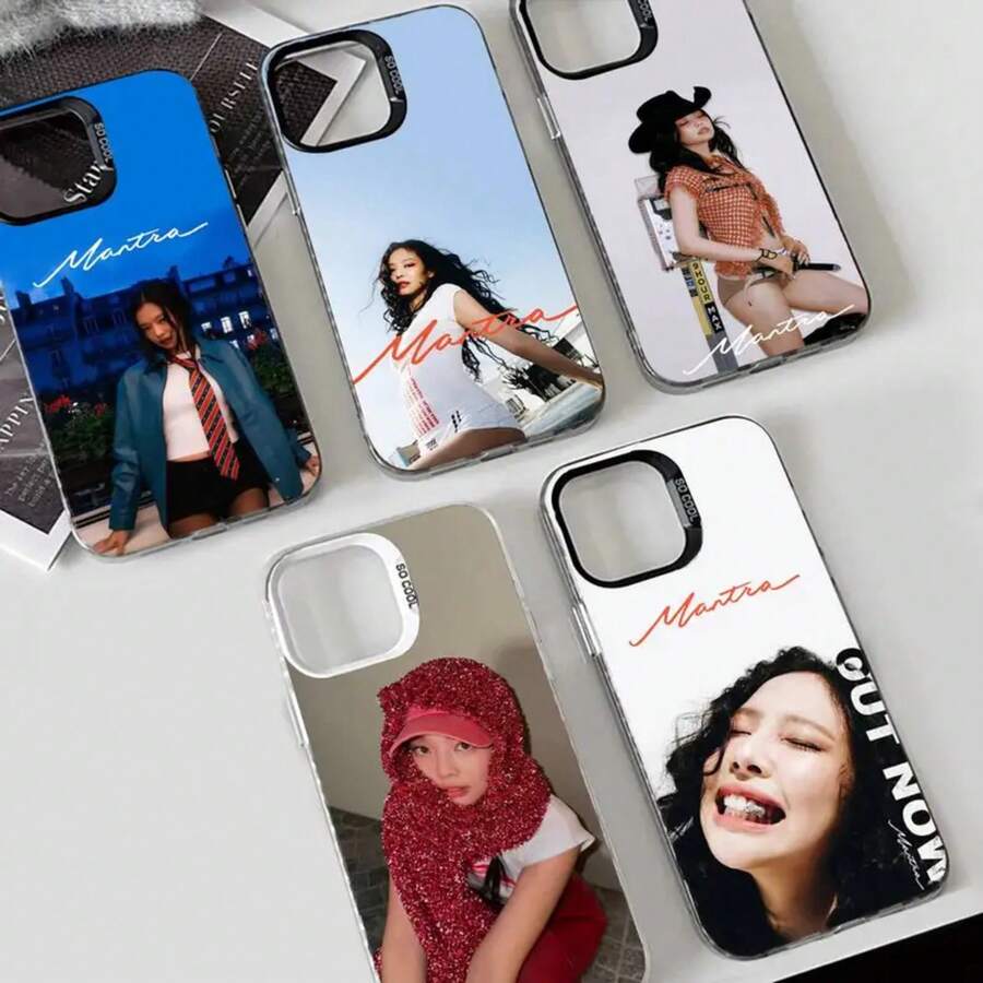 Funda de teléfono sexy Kpop BK J-j-Jennie compatible con 17 Air 16 15 14 13 12 11 Pro Max Plus, color a prueba de golpes, cubierta trasera plateada, compatible con funda de 17, funda de 17 Pro, funda de 17 Pro Max - z10 - Ver 1