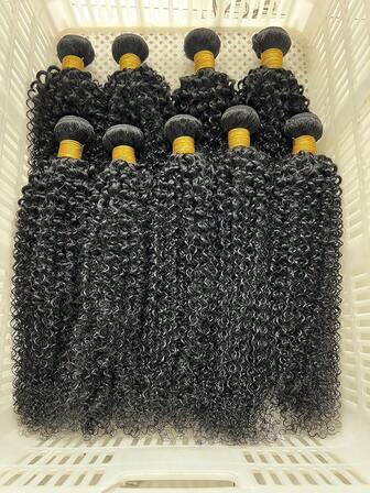 Kinky Curly Human Hair Bundles Curly Natural Black Color Unprocessed Virgin Weave Double Weft 100% Human Hair Extensions Human Hair Extensions For Girls, Perfect For Diy Hairstyles, Suitable For All Ethnicities, Ideal Gift For Christmas, New Year, And Halloween, Other Holidays, Cos, Hair Accessories Halloween Cosplay Dress Up Fashion Party Christmas Carnival Music Festival New Year Gift For Women