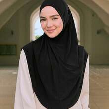 Pañuelo instantáneo musulmán para mujeres, cubierta completa del cuello, turbante de color sólido, fácil de usar, hijab de algodón y cáñamo, hijab interior - 4 - Ver 6