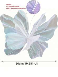 1 pièce Fleur artificielle géante 3D en fil de soie avec décoration papillon, grande décoration florale pour fête d'anniversaire, fleurs faites à la main pour décoration de mariage, salon, centre de table de mariage, décoration murale, faux papillon en gaze, vitrine de magasin, jardin extérieur, chambre, balcon de la maison - Multicolore - Voir 15