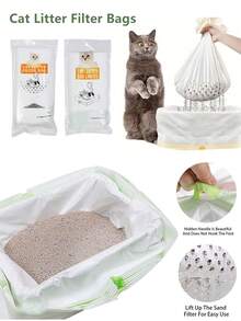 7-Pack Extra Large Cat Litter Liner Bag, Cat Litter Filter Bag, Trash Waste Container, Anti-Odor, Extra Thick , Elastic Drawstring Design, Easily Solve The Problem Of Difficult Cleaning Of Cat Litter, Rectangular, Polyethylene, Suitable For All Cat Litter Boxes , A Reusable, Convenient And Mess-Free Cleaning Solution For - Multicolor - View 9