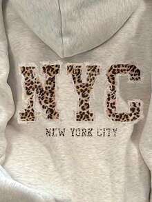 2025 HoodiesWomen's Slogan Print Thermal Lined Casual Loose Fit Hoodie Sweatshirt, Autumn/WinterLoose And Comfortablewinter Clothes For Women - 淺灰色 - 查看 5