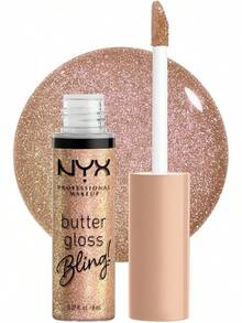 Professional Makeup Butter Gloss Bling Tono She Got Money (rosa), 8ml - Brillo labial con un toque ligero de color y mucho brillo, labios hidratados, acabado suave y cremoso, fórmula vegana - El Bling (dorado) - Ver 10