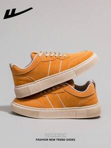 WARRIOR Casual Men's Shoes, Comfortable & Versatile Solid Color Flat Casual Walking Sneakers, Lace-Up Soft Sole Casual Shoes, Low-Top Outdoor Flat Shoes, Round Toe Low Heel Non-Slip Solid Color Elegant Soft Bottom Hiking Shoes, Men's Low-Top Leather Casual Skateboard Shoes