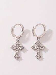 1 Pair Fashion Cubic Zirconia Cross Drop Earrings For Women For Wedding Engagement Anniversary Party Jewelry Valentine's Day Gift,Mom,Mother,Mother's Day,Gift