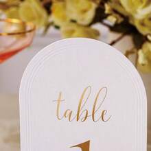 Arch Table Numbers 1 - 20+ Table, 4x6 Inch White Art Paper, Double - Sided, Gold Foil Embossed Details, Elegant Wedding Reception, Centerpiece Decoration, Event, Party, No Holders - 1-30金箔 - 查看 7