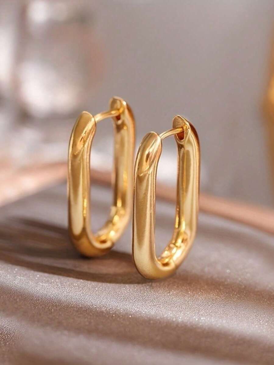 1 par de pendientes cuadrados de moda, pendientes de aro geométricos minimalistas y delicados, diseño elegante y de alta gama, adecuados para uso diario, reuniones, fiestas, citas y actividades al aire libre de las mujeres