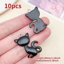 10 buc pandantive cu rășină mixtă aleatorie, în două tonuri, cu gradient de pisici, pentru brățări, coliere și cercei DIY - Consumabile pentru realizarea de bijuterii fine, cu formă drăguță de pisică, pentru decorare artizanală lucrată manual