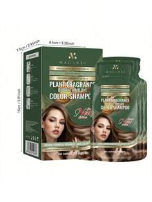 植物基泡沫染发洗发水，10.14 盎司/300 毫升，男女适用，持久生发染发剂，一步洗发染发，有效遮盖白发，含有人参、生姜、黑芝麻和其他护发提取物，适合所有发质。