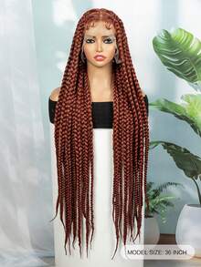 36inch Full Lace Knotless Box Braid Wig Square Based Wig With Baby Hair Braided Wigs For Women - Cam bẩn - Xem 3