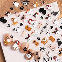 2 Cute Dog Nail Stickers - Self-Adhesive Nail Decoration With Puppy Patterns, Beige/Black/White/Brown/Red, Perfect For Women's Pedicure And Nail Art - The Perfect Gift For Dog Lovers, DIY Nail Art, Fun Design, Animal Theme, Embossed Details, A Must-Have For Beauty Enthusiasts - 2個 - 查看 3