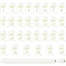 30 juegos de nmeros de mesa de boda con soportes impresos en oro de 1 a 30 carteles de mesa, soporte de exhibicin de acrlico transparente para bodas, recepcin, fiestas, centros de mesa 4x 6 - por defecto - Ver 5