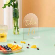 30 juegos de nmeros de mesa de boda con soportes impresos en oro de 1 a 30 carteles de mesa, soporte de exhibicin de acrlico transparente para bodas, recepcin, fiestas, centros de mesa 4x 6 - por defecto - Ver 10