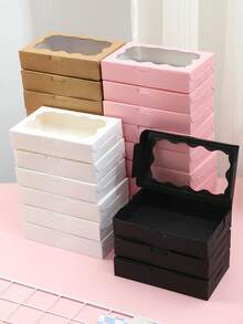 2/5pcs/10PCS/20pcs White/Pink/Black/Brown Gift Box With Transparent Windows - Perfect For Christmas Party Gifts, Wedding Souvenirs And Hand-Written, Sturdy Cartons For Display | Transparent Window Design | Durable Gift Box, Gift Box