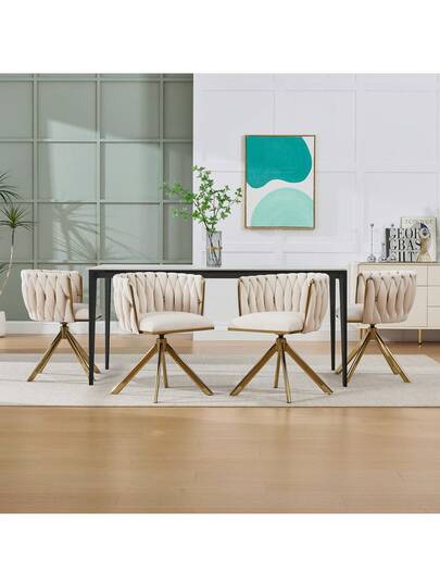 Fluwelen Seats Heavy Metal Frame, 180 Degree Swivel Function, Back, Zachte Luxurious Flexible Between Living Room, Budol Creative Workspace (Set Of 2)