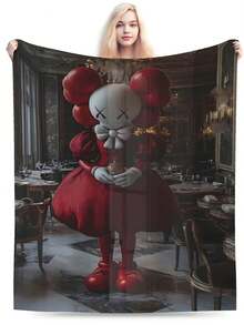 Kawss Kawaii Kaw Anime Flannel Blanket For Girls Boys Anime Gifts Throw Blanket Cozy Plush Flannel Fleece Print Blankets Double-Layer Blanket Lightweight Fuzzy For Bed Decor - màu đen - Xem 2