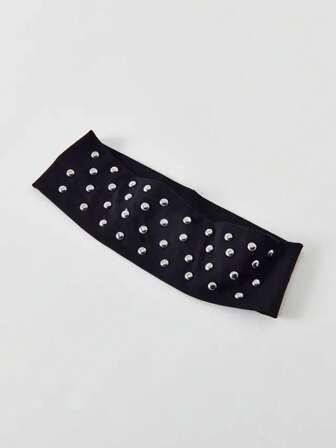 1pc Women's Rivet Elastic Headband, Retro Goth Punk Rock Y2K Fashion, Suitable For Daily Use Warm Hair Bands Women Bandanas Winter Hair Accessories Women Scarf