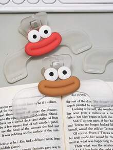 1pc Transparent Cartoon Big Mouth Fixed Reading Clip, Portable Fixed Book Anti Flip Clip, Student Storage Material Clip, Food Storage Packaging Clip, Study Supplies, Multi-Functional Thick Roll Holder, Anti-Slip Fixed Book Holder, Cute Desk Accessory, Suitable For Students To Use