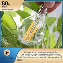 LIGHT HOUSE 2-6 件透明玻璃 G45 复古装饰 LED 灯泡,220V-240V,4W-6W,2700K 暖白光,仿古 LED 灯丝灯,育儿室浸入式 LED 灯,魔杖灯,甲板灯,万圣节浸入式 LED 灯,小球形灯泡,4.5 厘米 X 6.79 厘米,E14/E27 底座可选(不可调光),适用于家用 LED 灯泡 - 黃色 - 查看 4