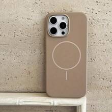 奢华磁吸液态硅胶手机壳，兼容 17 Air 16 15 14 13 12 17 Pro Max Plus，亮面荧光软壳，春季礼物 - 卡其色 - 查看 12