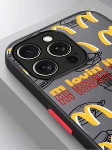 Phone Case For IPhone 11 12 13 14 15 16 Pro Max 14 Plus 15 Plus 16 Plus Complete Package Transparent Black Matte With McDonald's Pattern Funny Phone Case - 黑色 - 查看 5