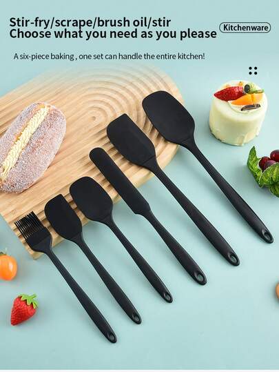 6-Piece Silicone Baking Set - Heat Resistant, Dishwasher - Includes Long Spatula, Spatula, Scrape, Oil Brush, Honey Spatula - Perfect For Thanksgiving, Easter, Halloween, Christmas And All Occasions - Ideal Gift For Bakers And Home Chefs, Kitchen, Baking Tools