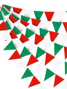 Cờ tam giác màu đỏ, xanh lá cây, trắng, dùng cho Giáng sinh, năm mới, tiệc sinh nhật, phòng, cửa ra vào, vườn, treo trên bàn ăn trang trí - Nhiều màu - Xem 6