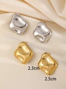 1 pereche de cercei de mozaic, cerc de metal lucios 3D, versatili șic, la modă retro, bijuterii elegante pentru femei pentru purtarea zilnică