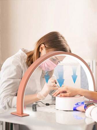 1pc White/Pink Curved LED Nail Lamp, 14.1"/20.4" Size Nail Lamp, Linear Monochrome Dimmable, USB Powered, Suitable For Commercial Nail Salon, Vanity, And Reading Light, Valentine's Day Gift