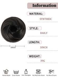 3英寸弹力发夹合成发髻假发，高温丝材质，适合所有发质，佩戴牢固，优雅百搭，适合日常佩戴和各种场合。
