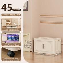 1 pieza Gabinete de almacenamiento plegable de plástico de color amarillo crema clásico, gabinete de decoración del hogar con estantes, caja apilable portátil con puerta, utilizado para almacenar juguetes y ropa, fácil de instalar, sin necesidad de electricidad, resistente a la intemperie, estantería de almacenamiento ligera que se coloca en el piso, muy adecuada para Navidad y Acción de Gracias, apta para uso en habitación, dormitorio, baño y cocina