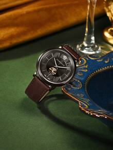 Versace Quartz Watch For Men With Leather Strap And Steel Case - Coffee Brown - View 3