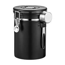Coffee Bean Storage Container 2800 Ml – Airtight Stainless Steel Coffee Canister With Measuring Spoon, Aroma Preservation Container For Up To 1 Kg Of Coffee, Black - Black - View 3