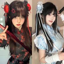 中華娘ヘアアクセ中華風春麗チャイナドレス中華風お団子ヘア可愛いヘアピンヘアアクセアクセサリー - Zhonghua Niang Fabao-Red ブラックエッジ付き 1 ペア M7-056 - チェックする 2