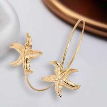 1pc Vacation Style Starfish Armband, Adjustable Open Cuff Bracelet, Alloy Material, Suitable For Holidays, Gifts, Daily Wear